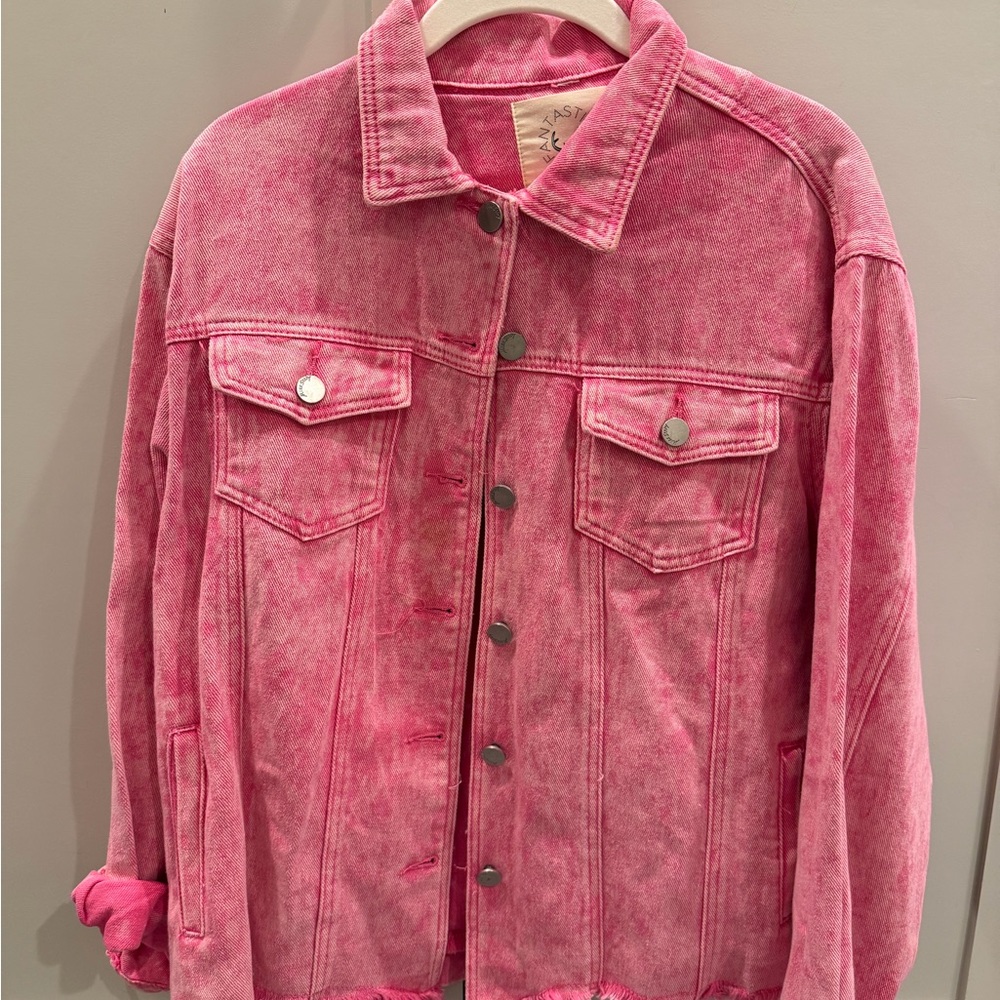 Fantastic Fawn Vibrant Pink Jean Jacket